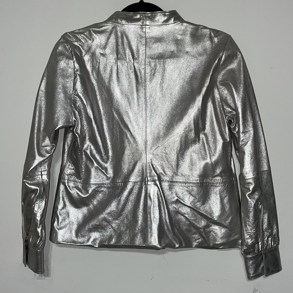 AS by DF silver metallic leather long sleeve blouse Beyonce Renaissance - Picture 5 of 6